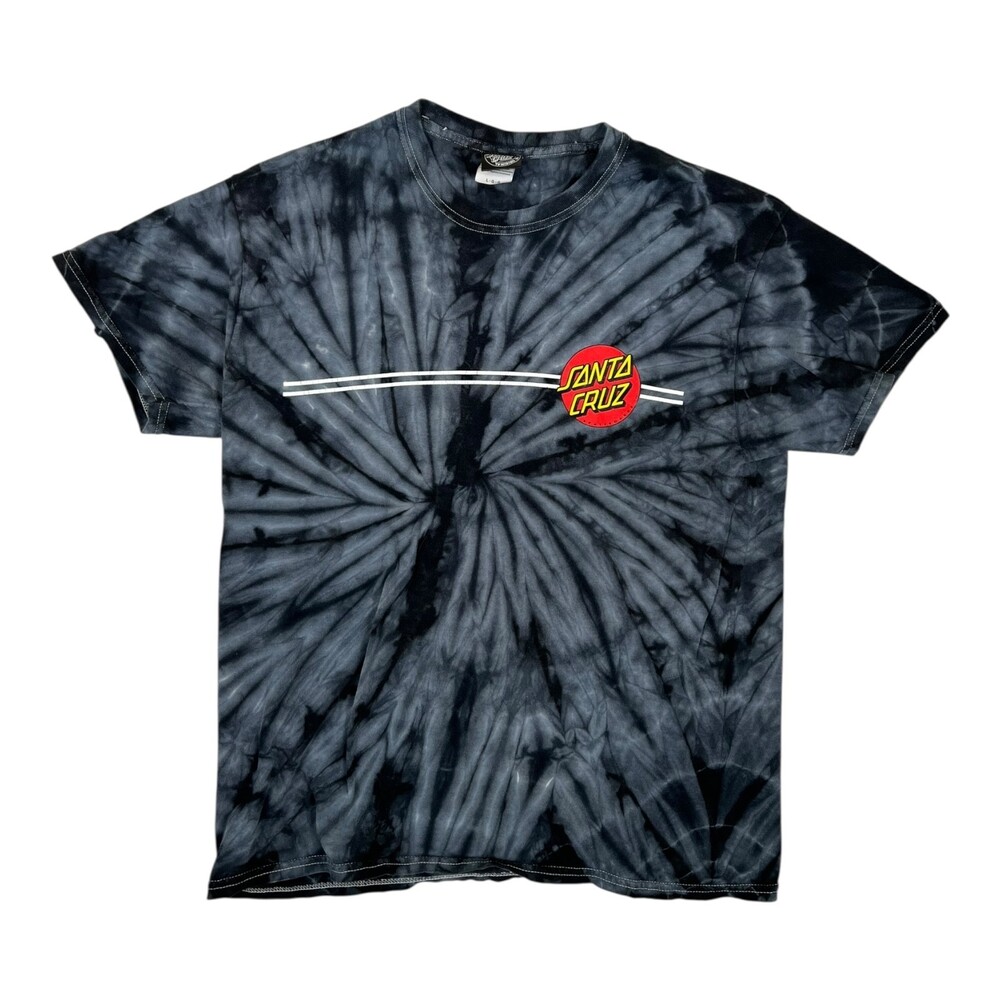 Santa Cruz Skateboards Mens Tie Dye T-Shirt Size Large Gray Black Double Sided